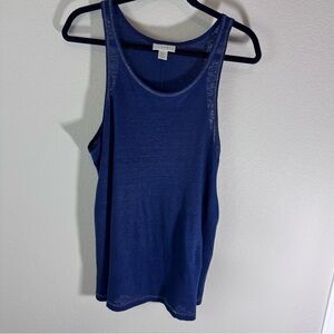 Kenar Navy Blue linen Tank Top